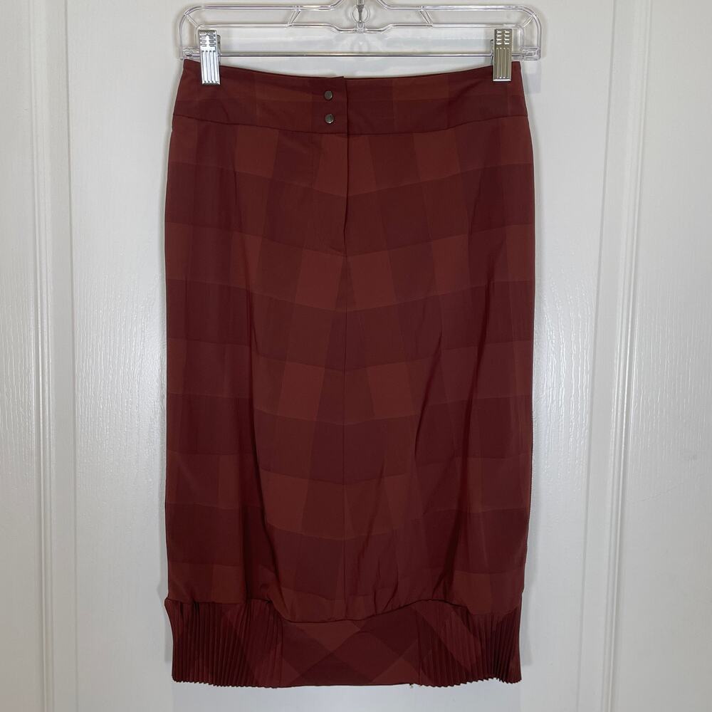 Babette Lagenlook Brown Pencil Skirt Checkered Scrunch Pleated‎ Midi S
